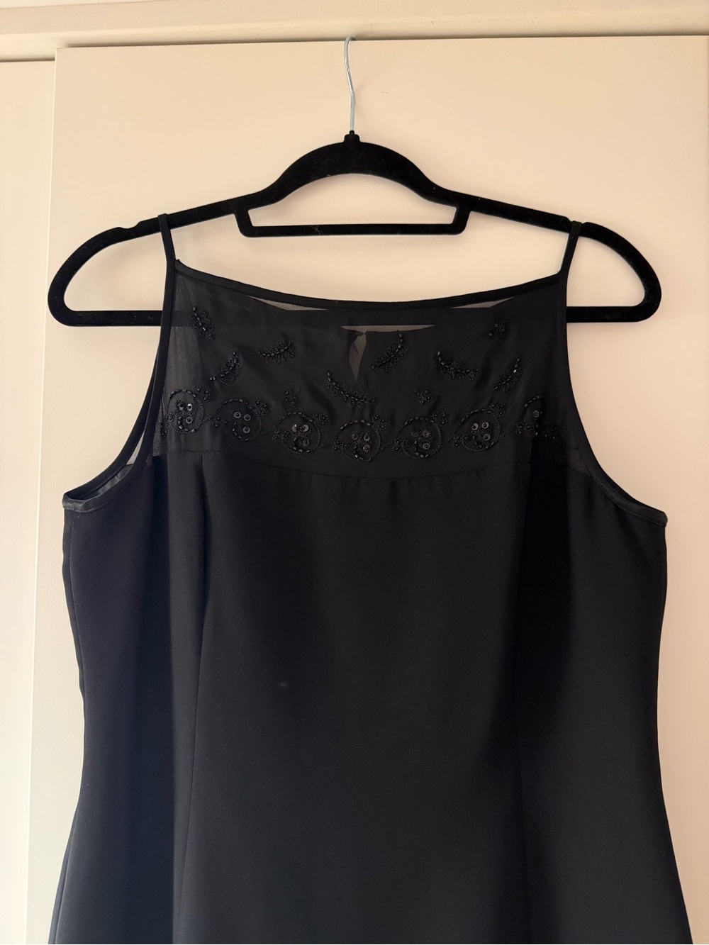 Jones New York Black Beaded Sheer Yoke dress